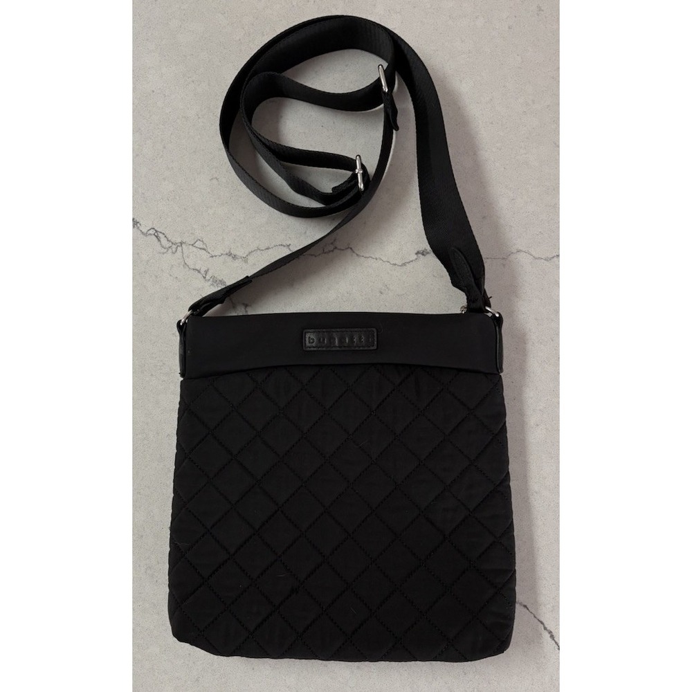 Bugatti Women's Quilted Nylon Crossbody Bag Black Messenger Shoulder Excellent